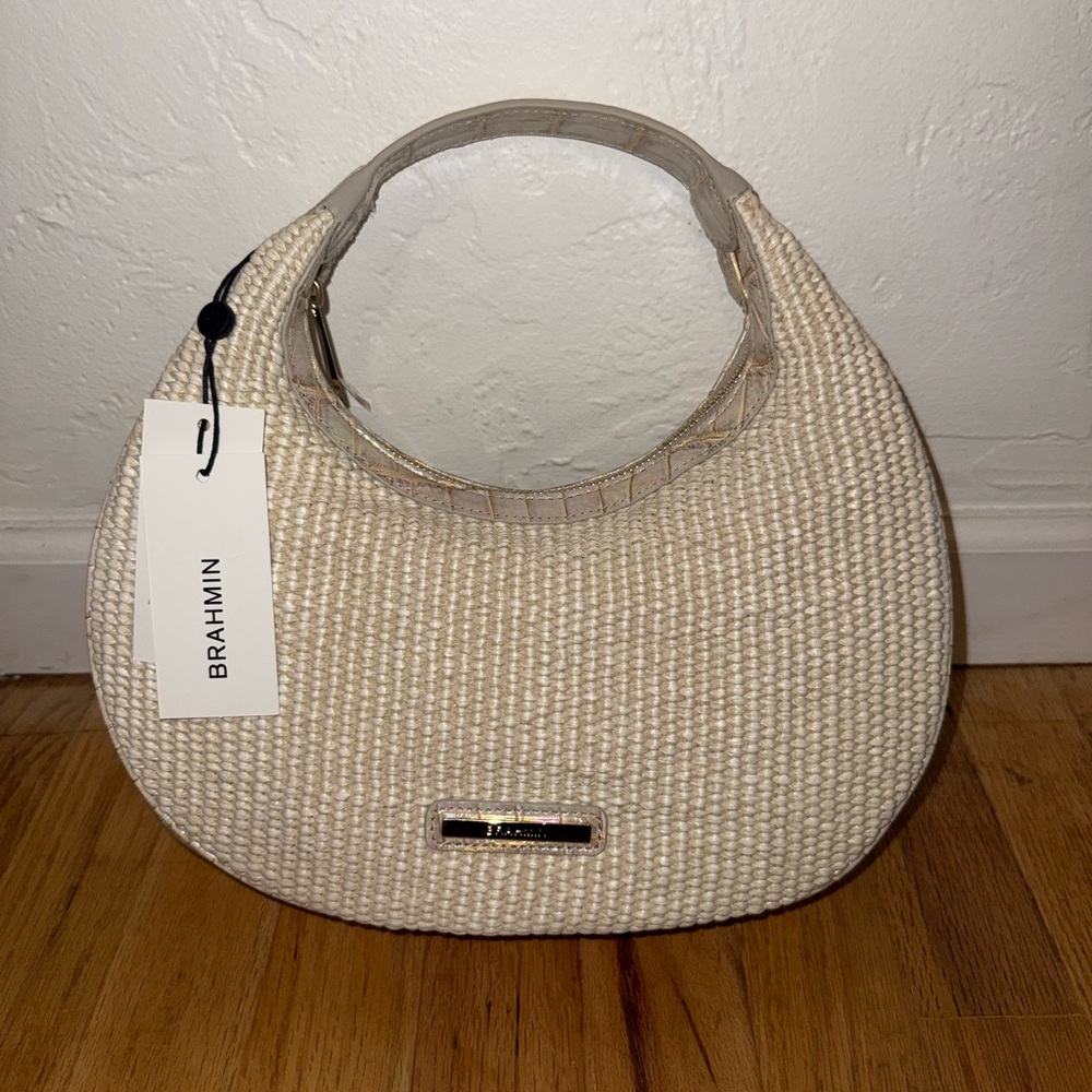 Authentic Brahmin Tan Woven Hobo Bag